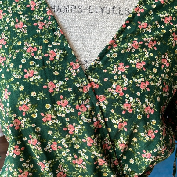 Purple Snow dark green Flower Print Mini Length Dress Size Large - Picture 5 of 13